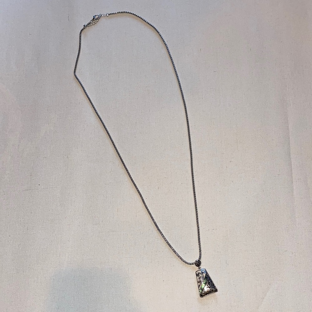 Silver long necklace with charm